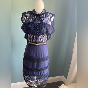 Blue and black Self Portrait dress